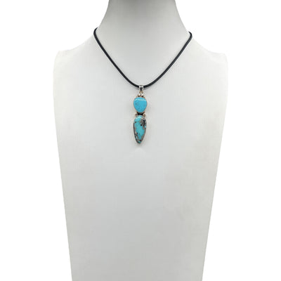 Navajo Silver and Sleeping Beauty Turquoise Pendant Necklace