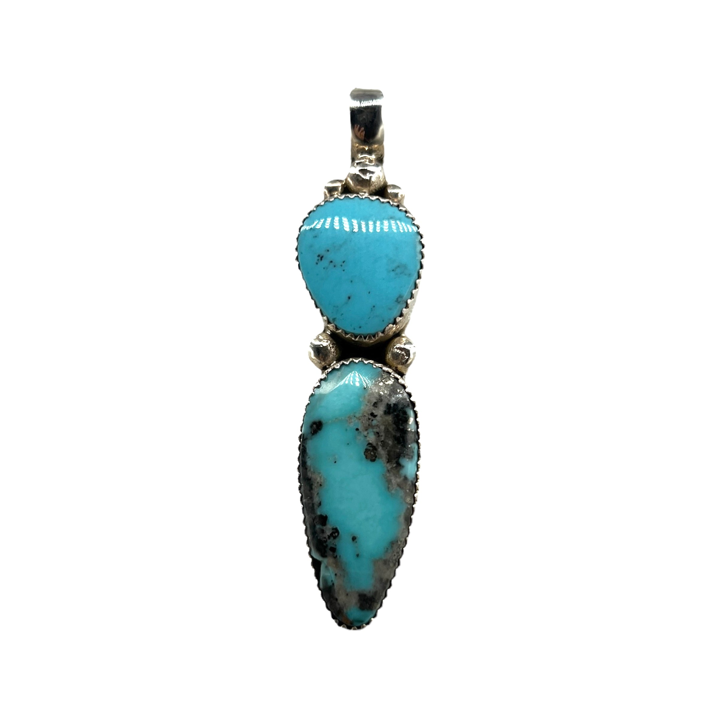 Navajo Silver and Sleeping Beauty Turquoise Pendant Necklace