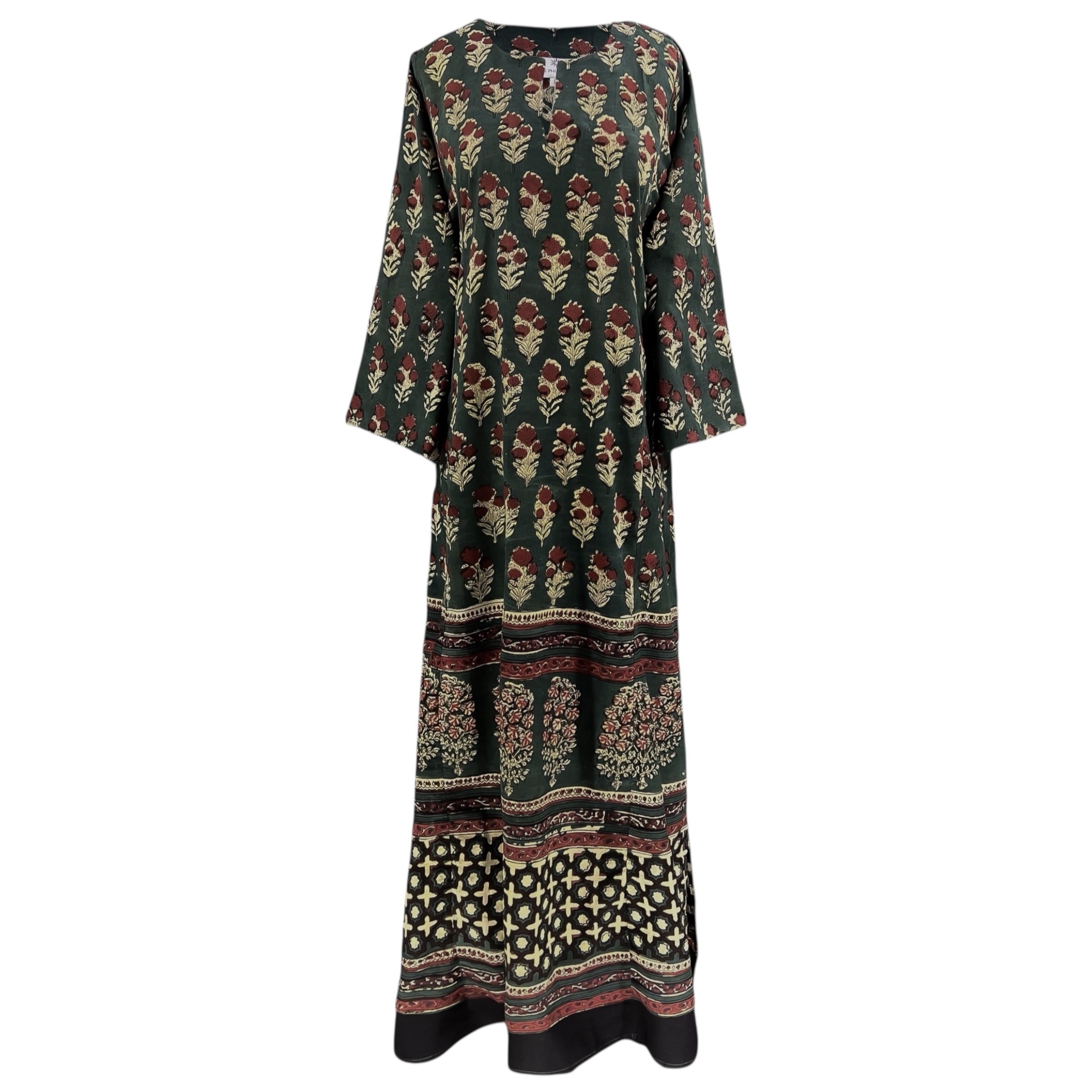Gangtok Green Long Tunic Dress Natural Dyes Limted Edition