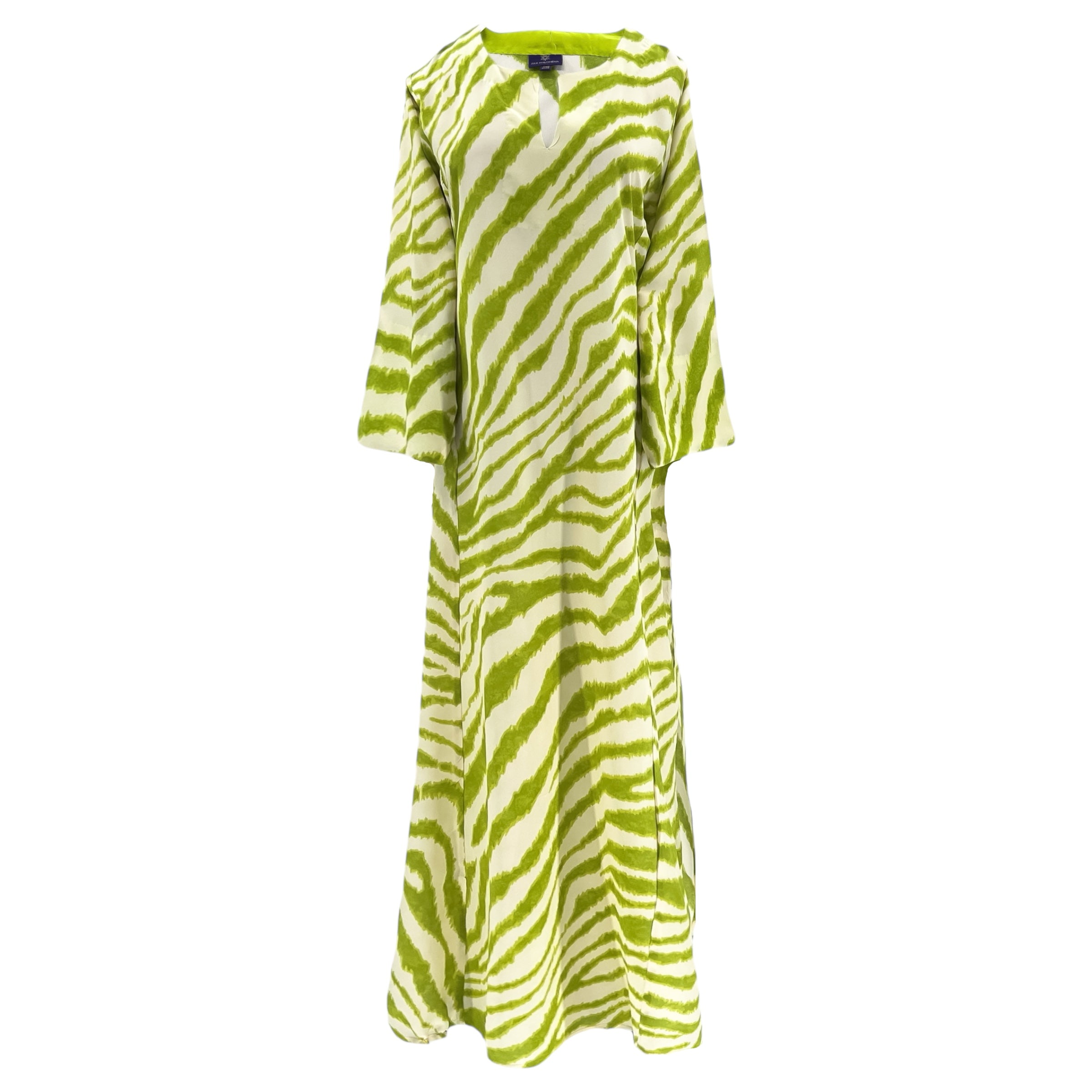 Zebra Limone Verde Italian Silk Long Tunic Dress