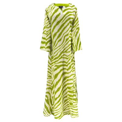 Zebra Limone Verde Italian Silk Long Tunic Dress