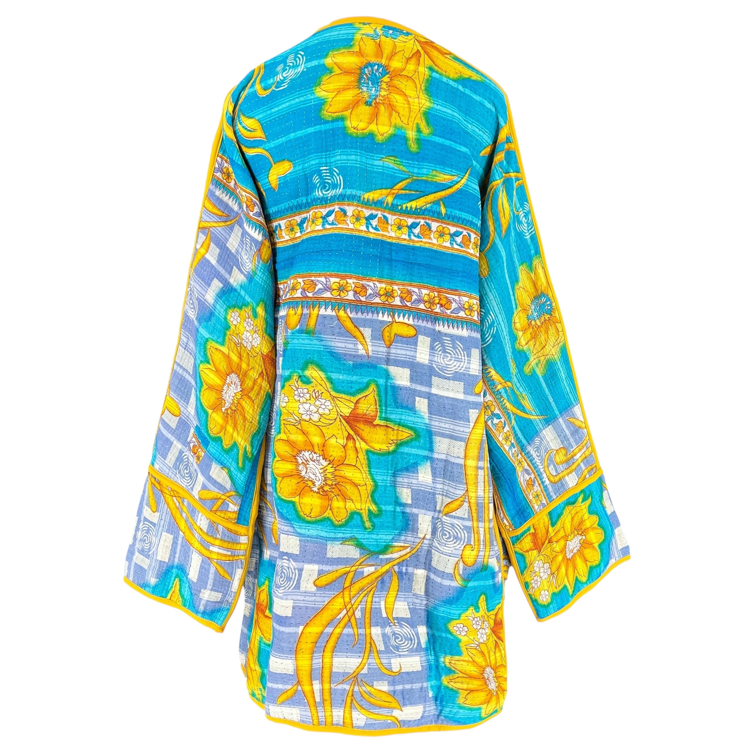 Firoza Floral Cotton Kantha Coat One of a Kind