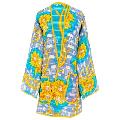 Firoza Floral Cotton Kantha Coat One of a Kind