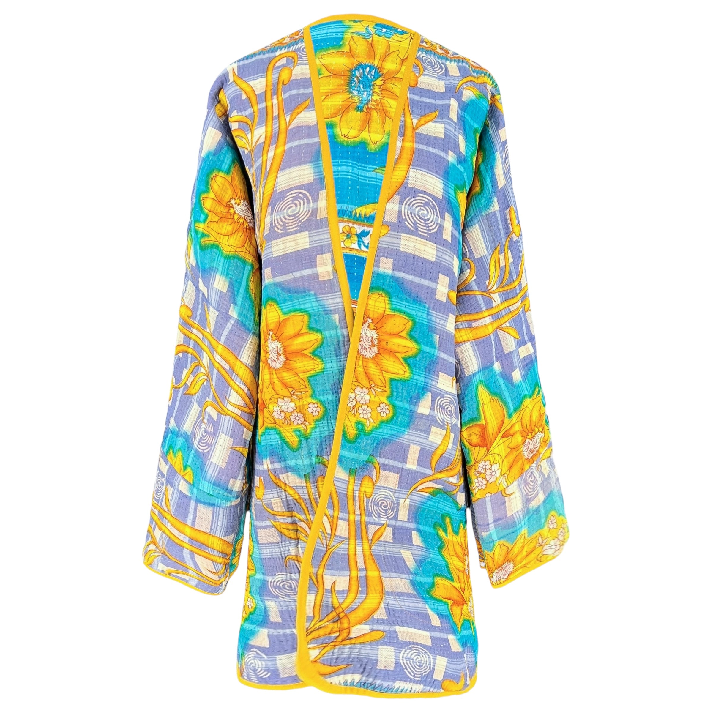 Firoza Floral Cotton Kantha Coat One of a Kind