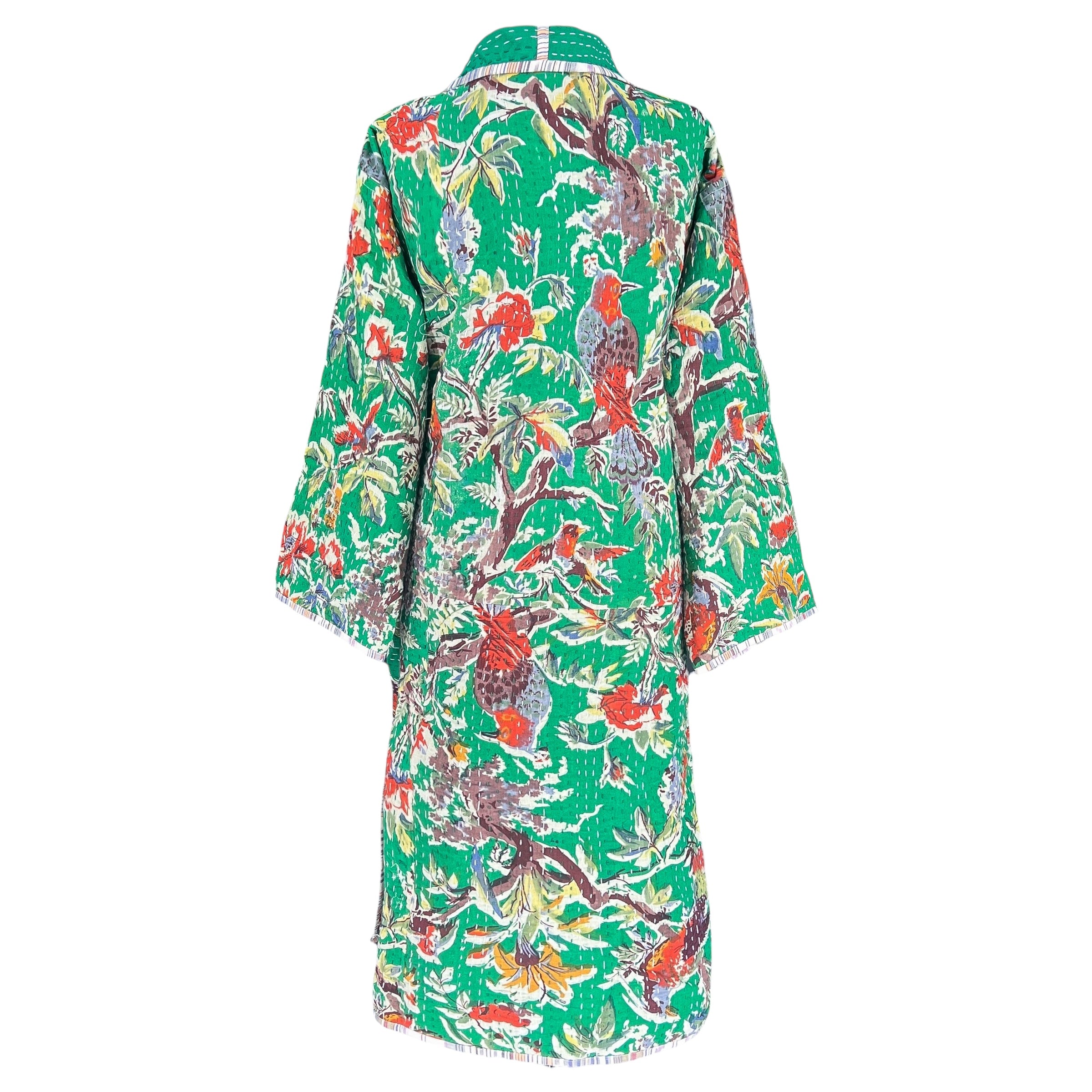 Gaya Green Cotton Kantha Coat One of a Kind