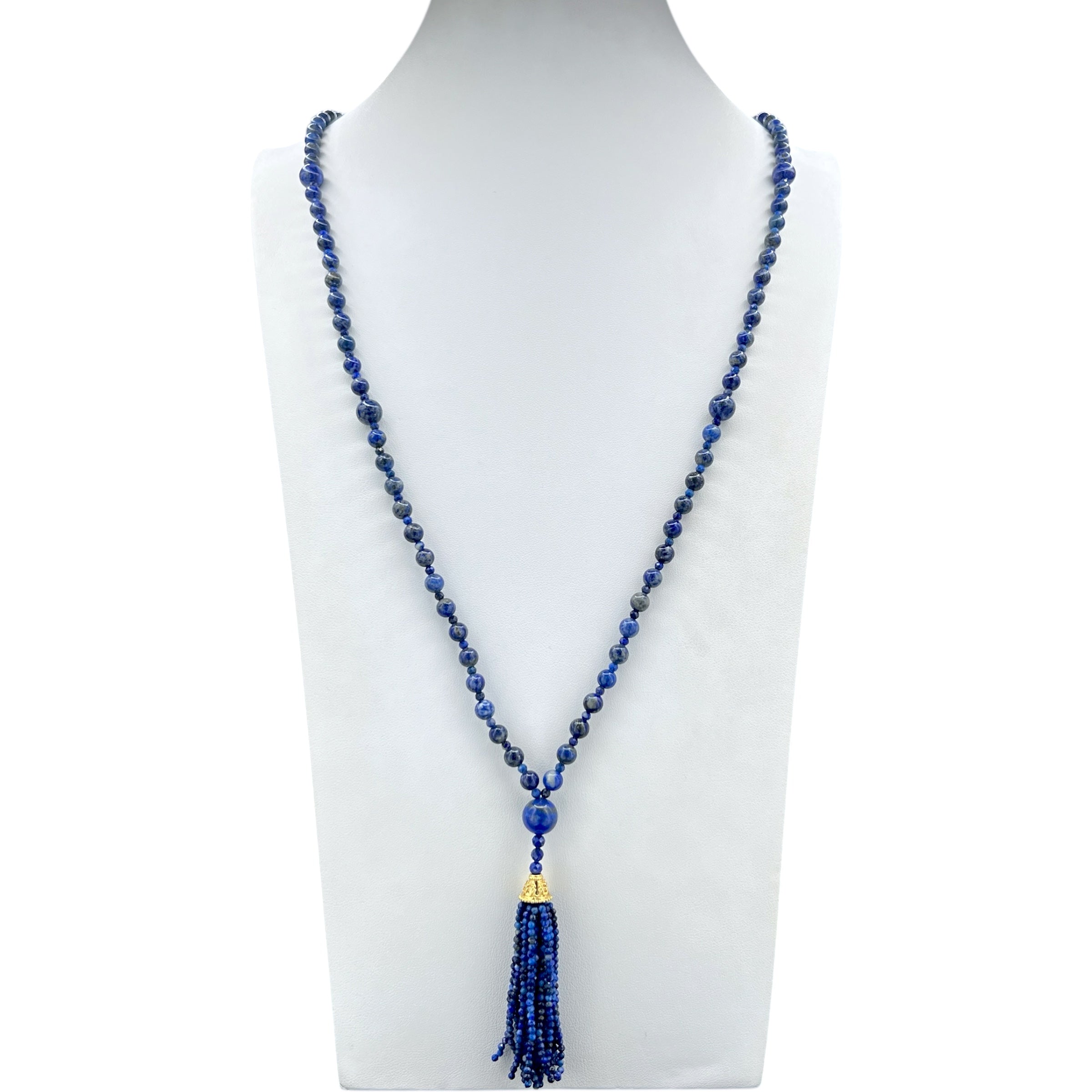 Semi Precious Lapis Lazuli Mala Necklace