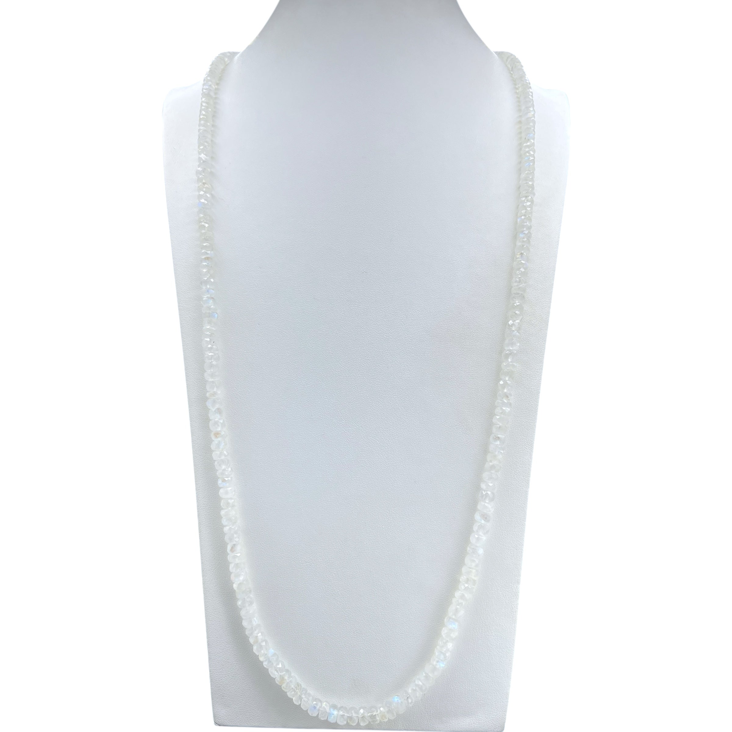 Unique Rainbow Moonstone Faceted Mala Necklace