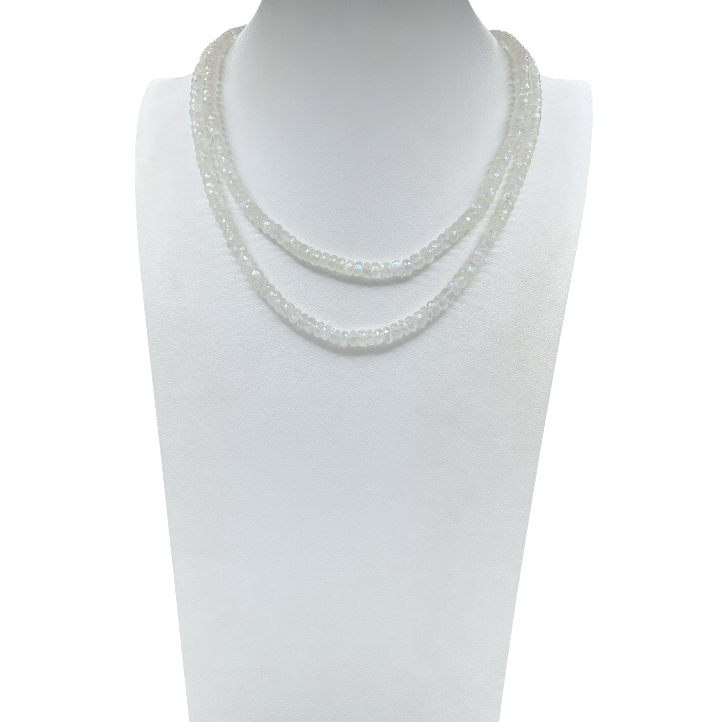 Unique Rainbow Moonstone Faceted Mala Necklace