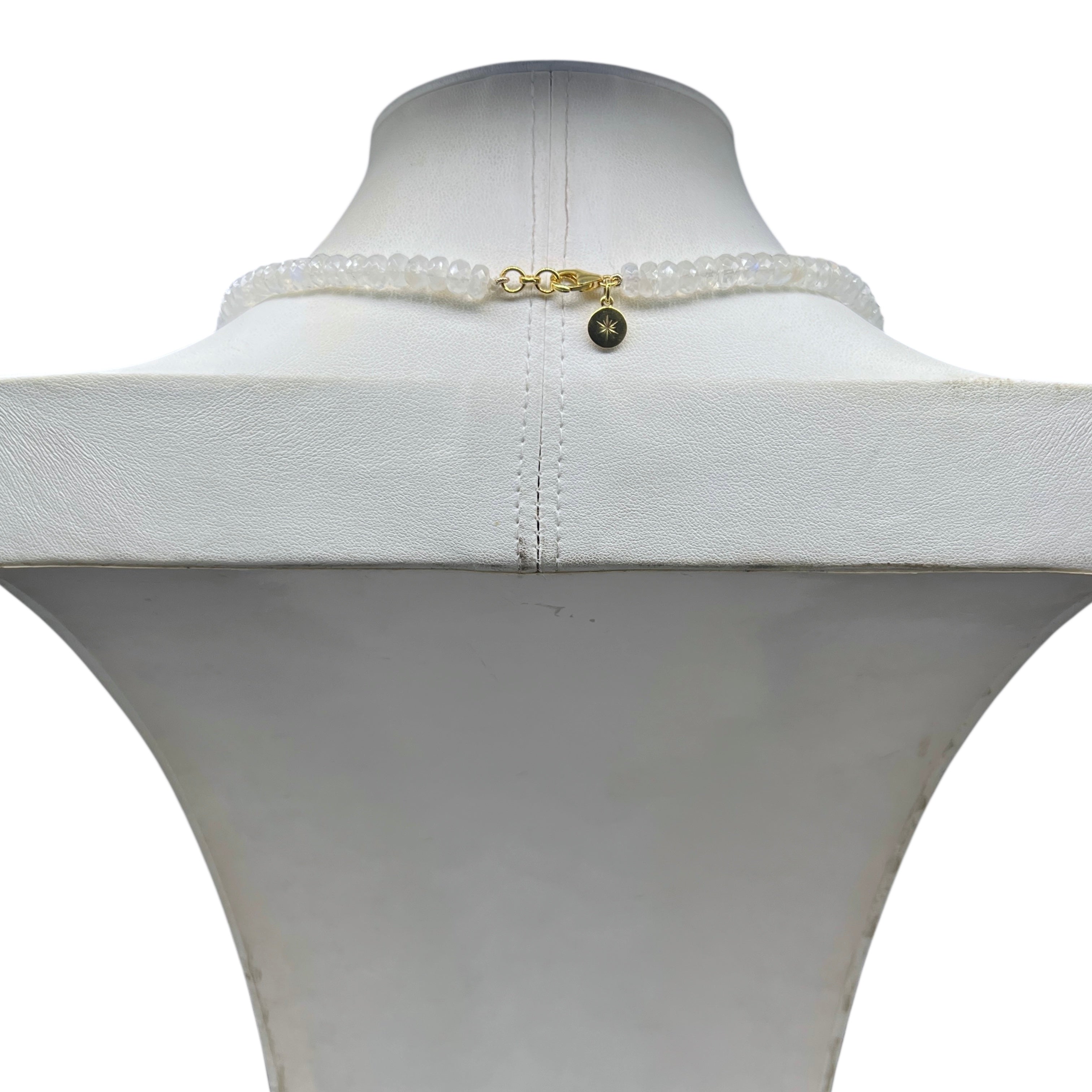 Unique Rainbow Moonstone Faceted Mala Necklace