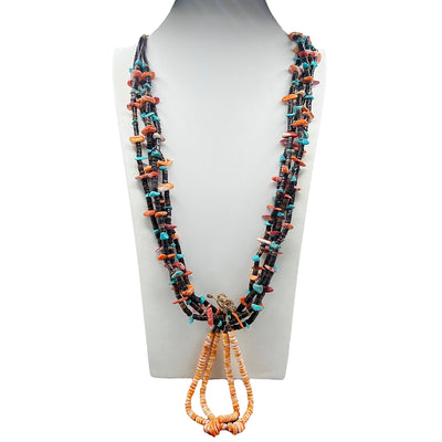 Spiny Oyster, Pen Shell, and Turquoise Heishi Necklace Santo Domingo