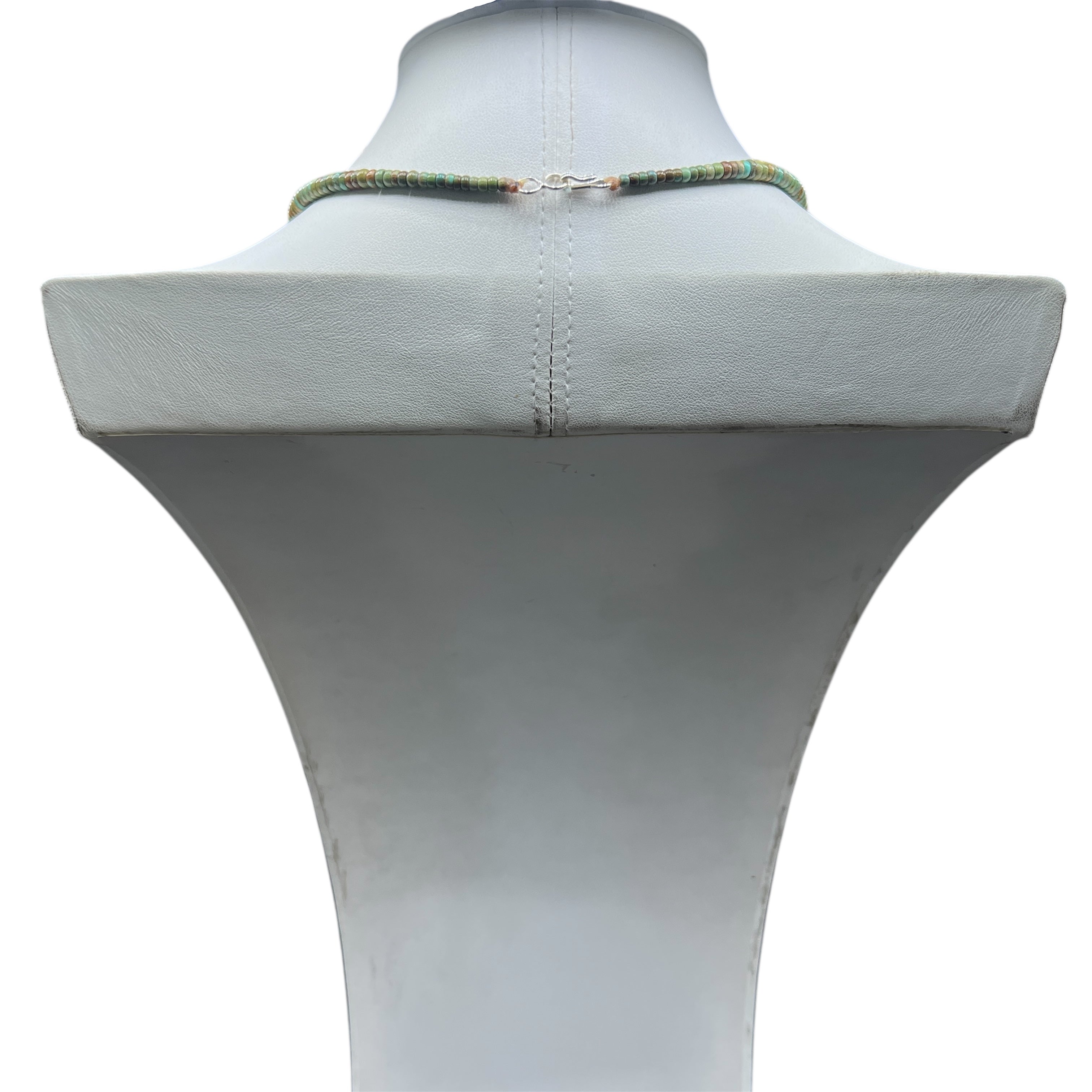 Rare Fox Green Turquoise Graduated Heishi Style Necklace Santo Domingo