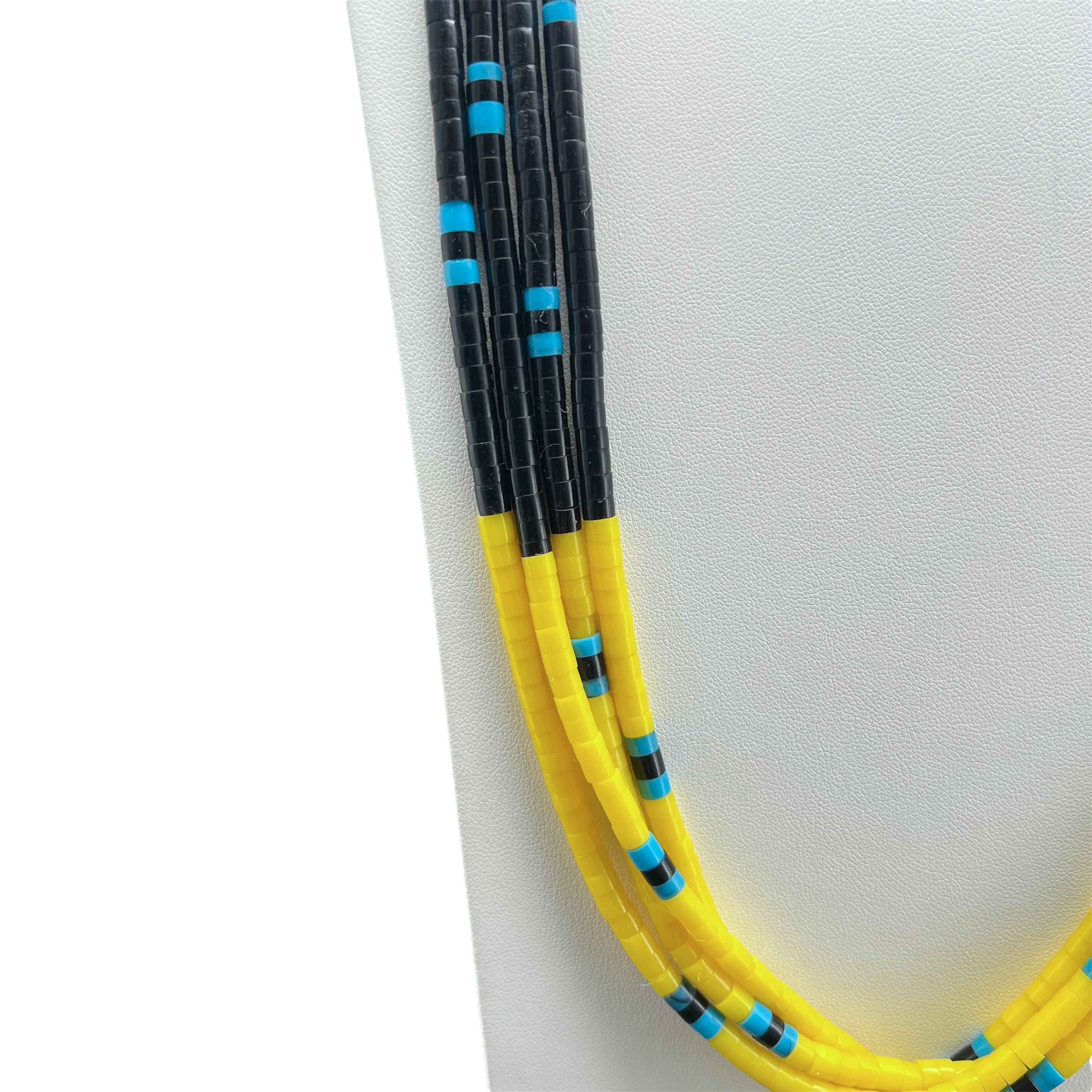 Black Jet, Turquoise, and Yellow Serpentine Necklace Santo Domingo