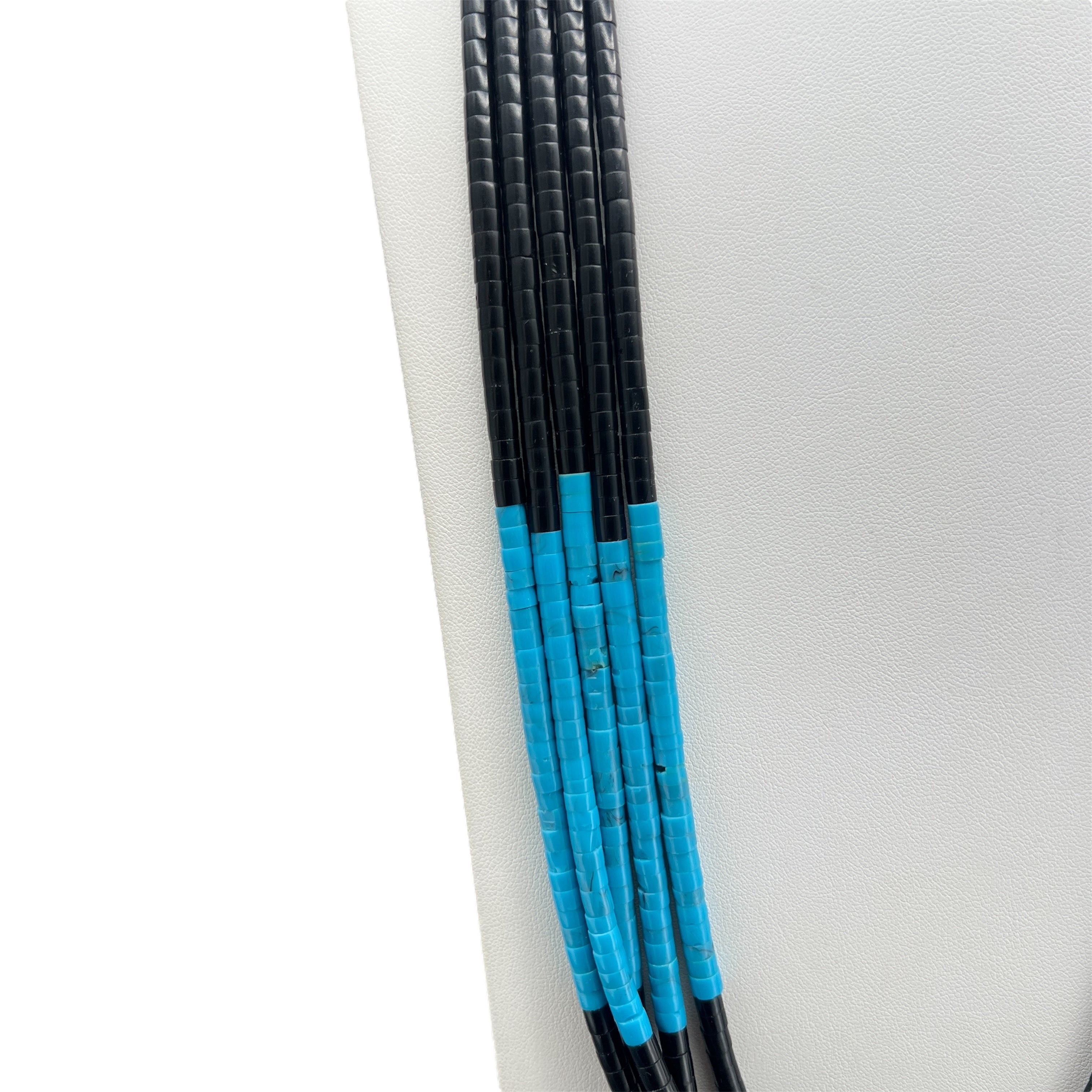 Turquoise and Black Jet Five Strand Necklace Santo Domingo