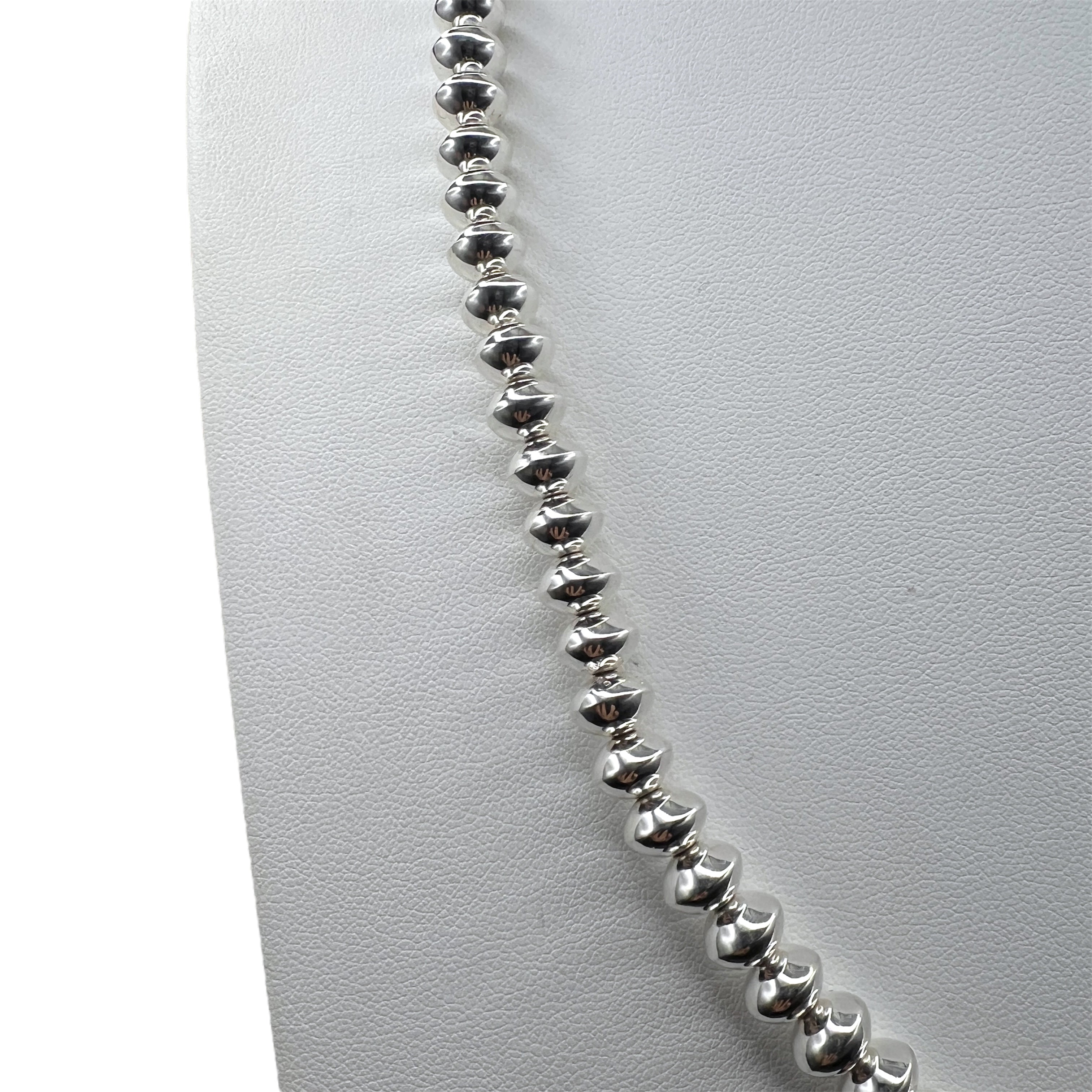 Sterling Sliver Hand Made Navajo Pearls 24"