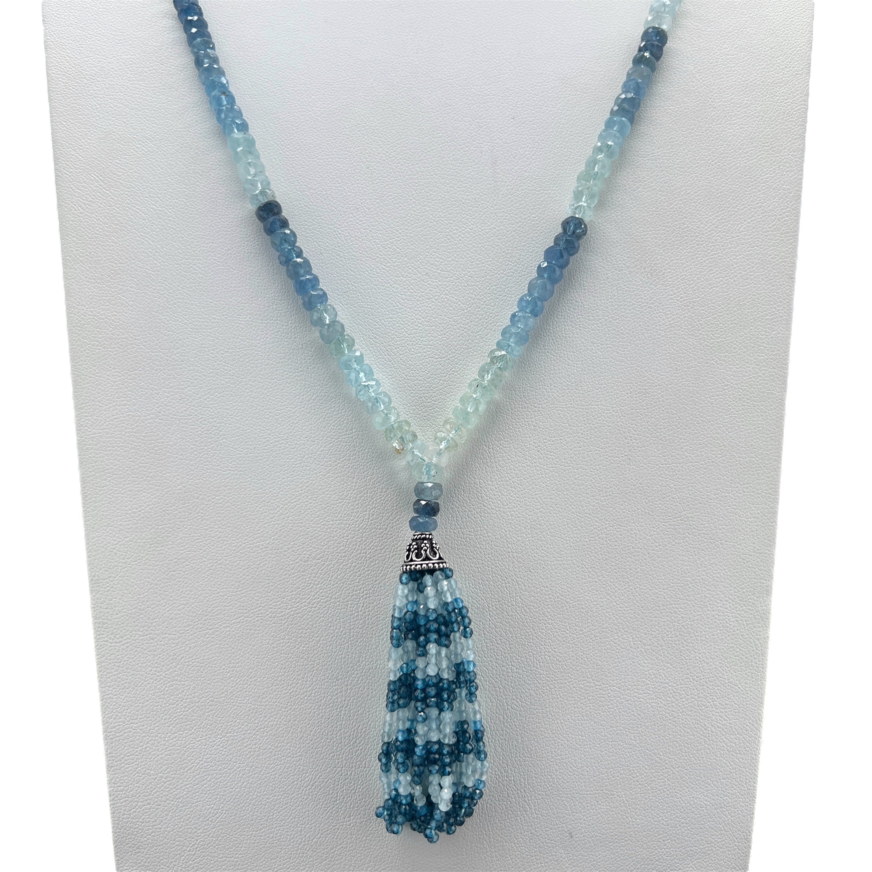 Faceted Aquamarine Mala Necklace