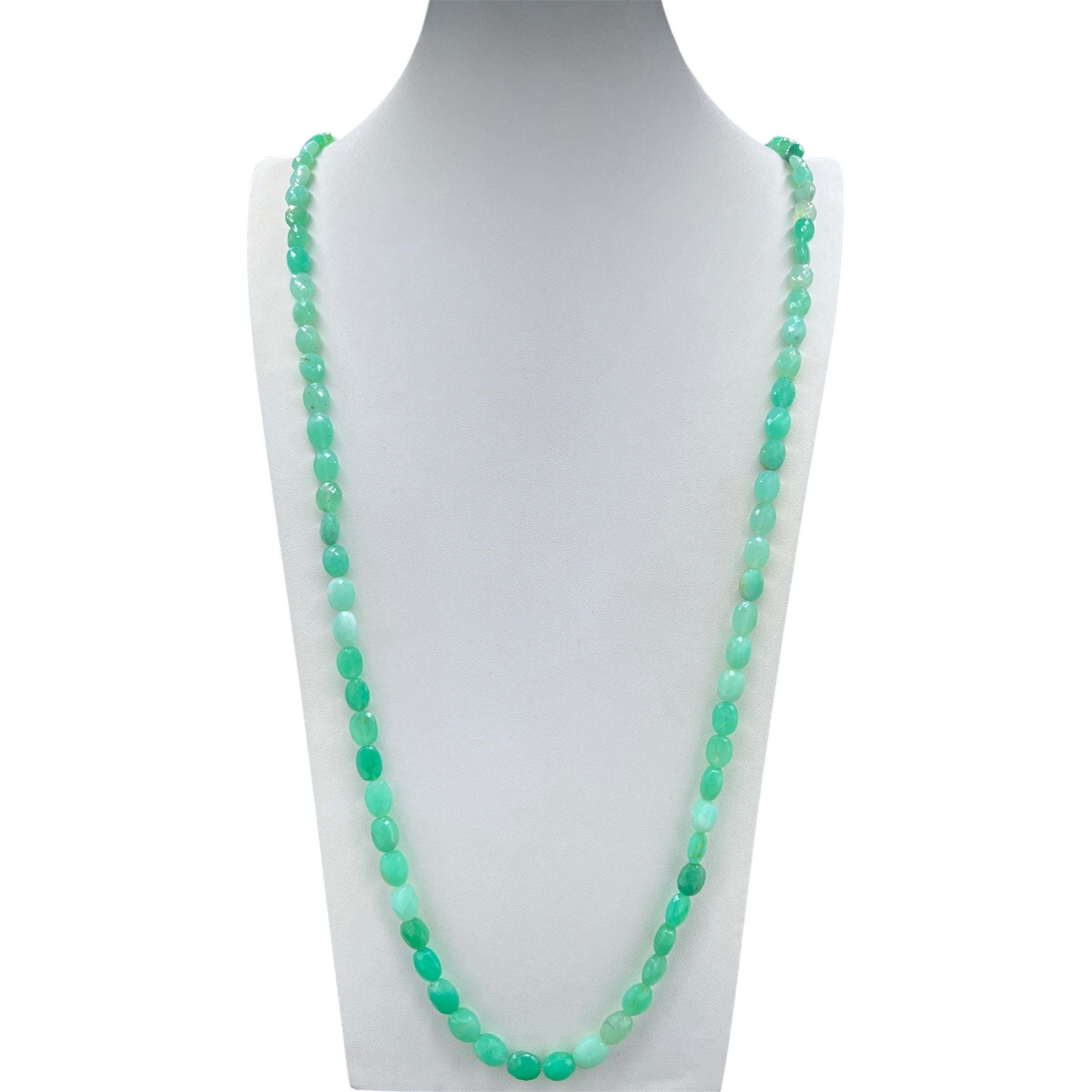 Rare Peruvian Green Opal Faceted Mala Necklace