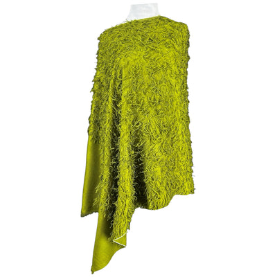 Olive Green Feathered Pashmina Shawl Hand Woven One of a Kind