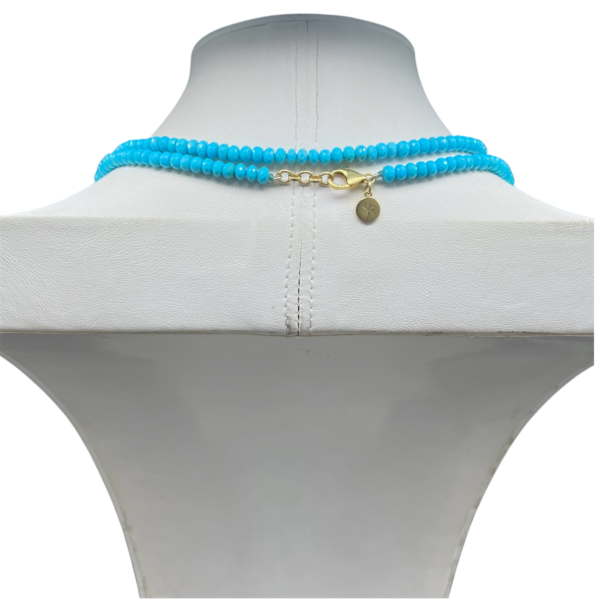 Faceted Sleeping Beauty Turquoise and 18Kt Gold Necklace