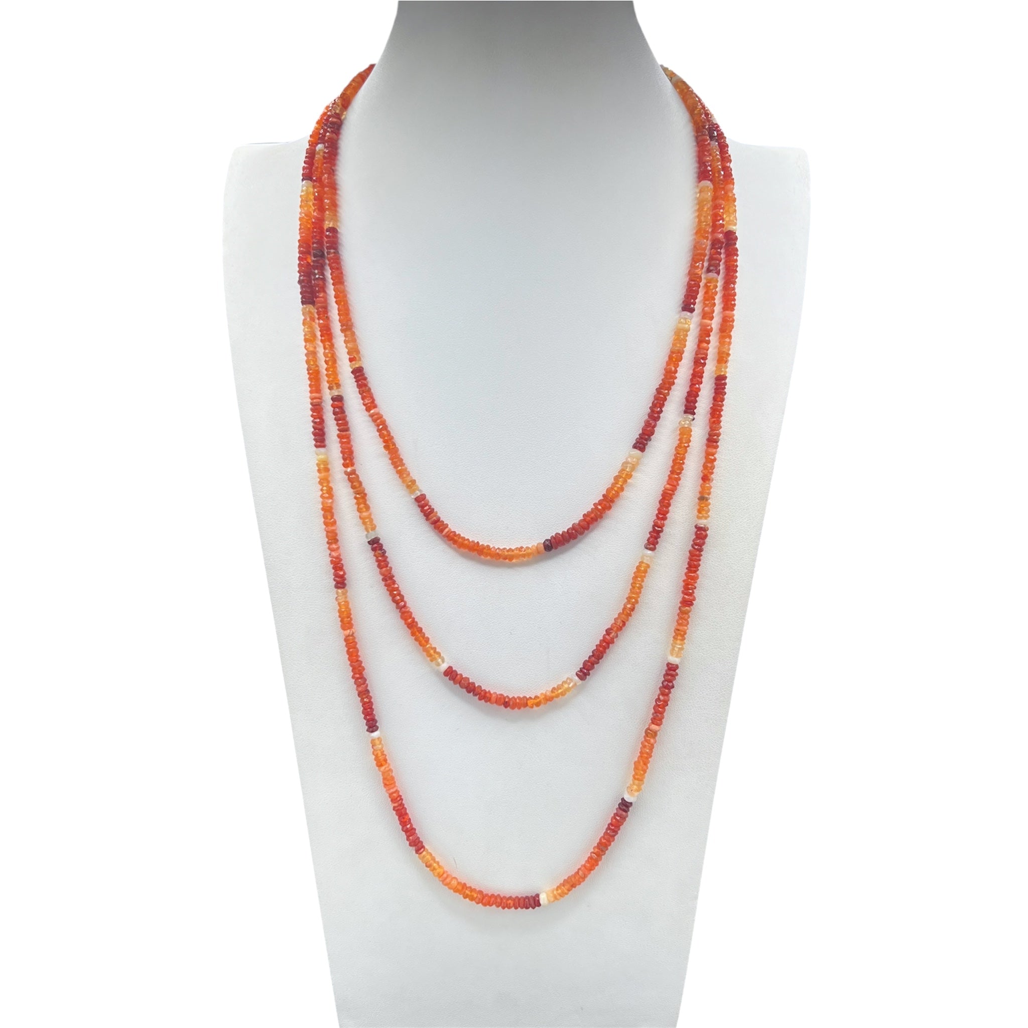 Faceted Fire Opal Extra Long Necklace