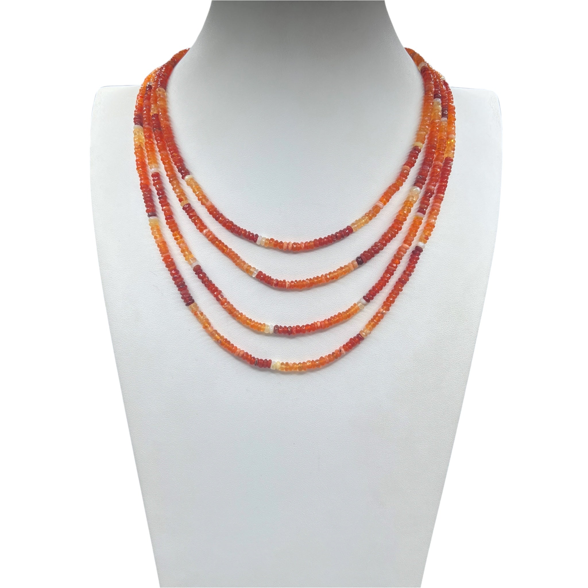 Faceted Fire Opal Extra Long Necklace