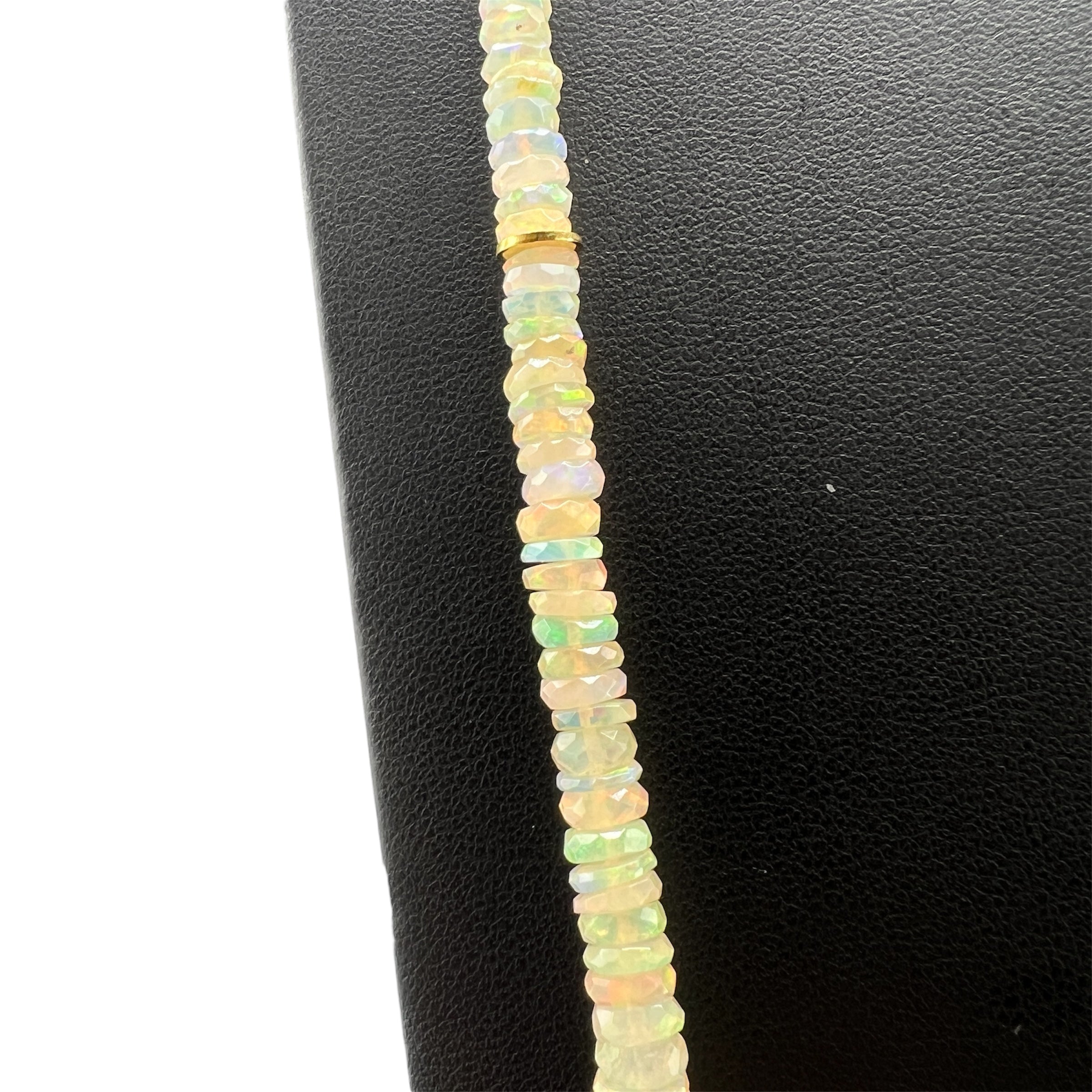 Ethiopian Opal and 18 Kt Gold Faceted Necklace