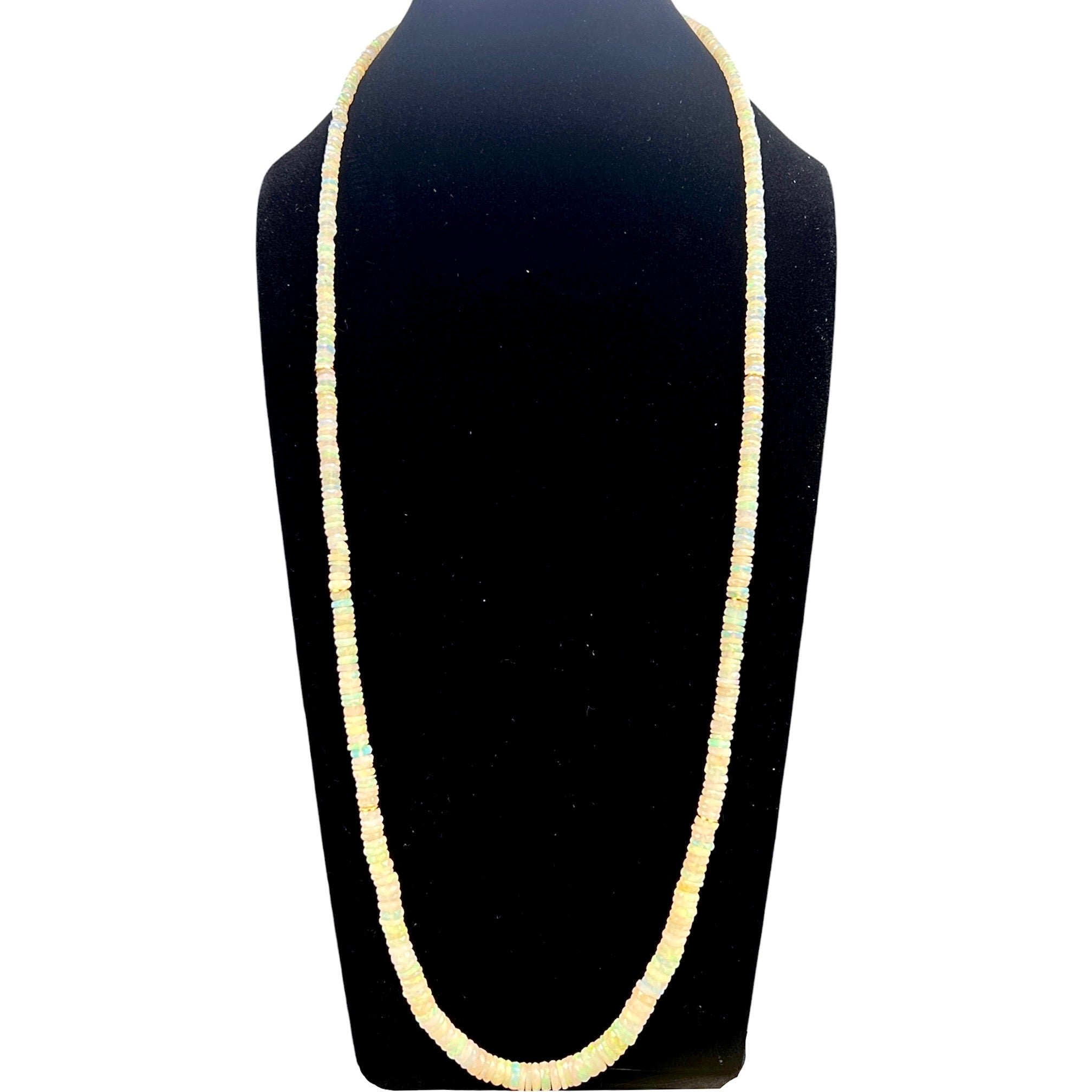 Ethiopian Opal and 18 Kt Gold Faceted Necklace