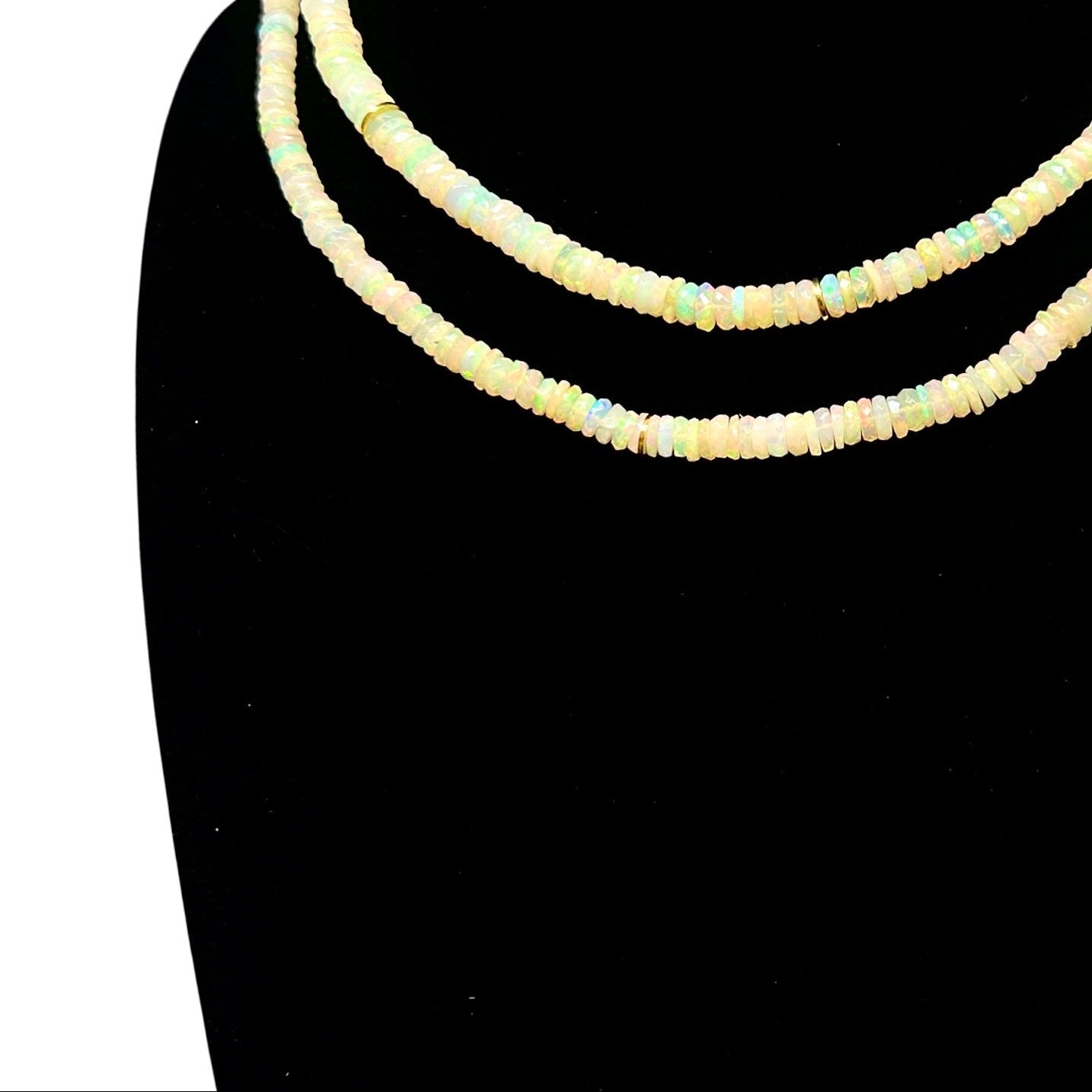 Ethiopian Opal and 18 Kt Gold Faceted Necklace