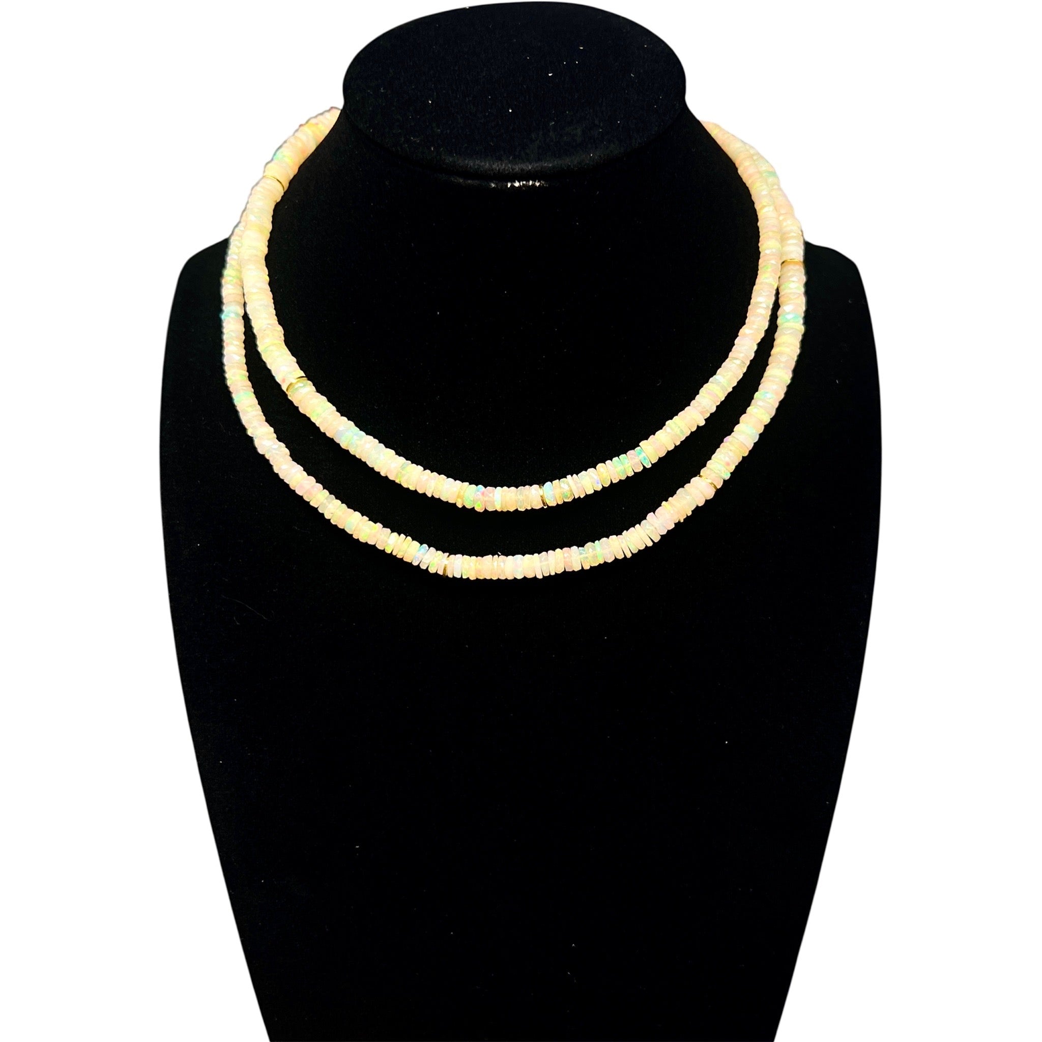 Ethiopian Opal and 18 Kt Gold Faceted Necklace