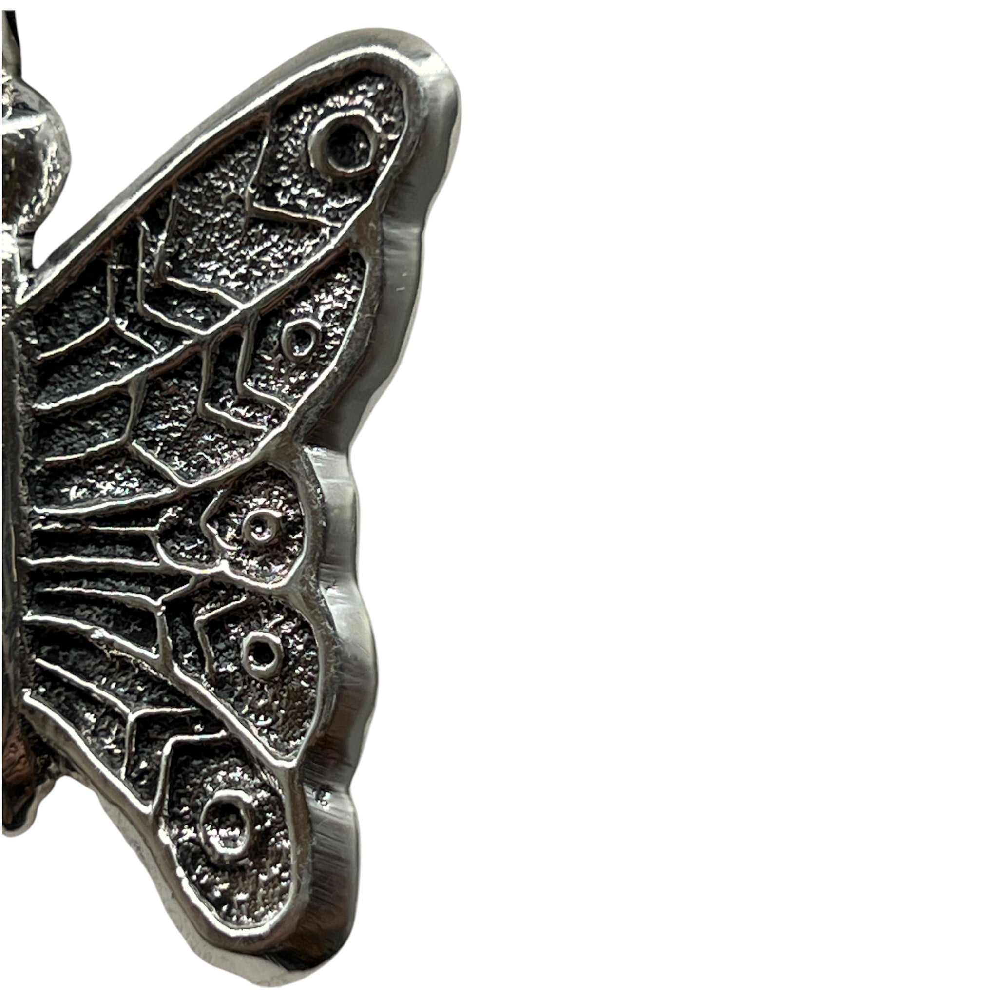 Navajo Silver Butterfly  Pendant Necklace Tufa Cast