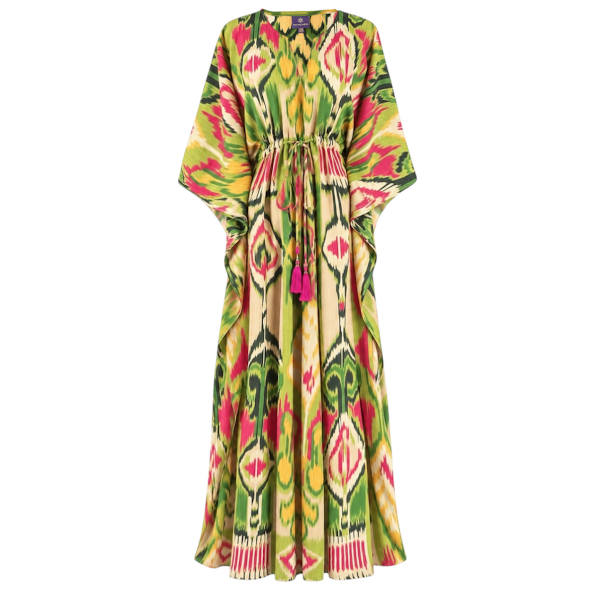 Samarcanda Ikat Italian Silk Maxi Kaftan Dress