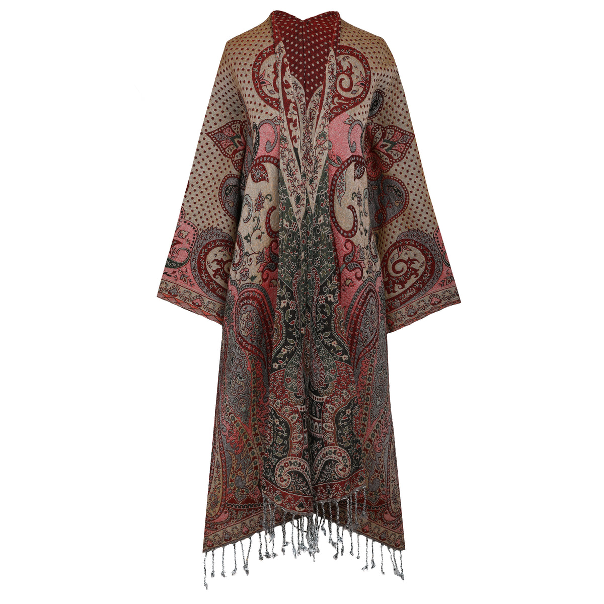 Polka Dot Prancer Paisley Boiled Wool Kimono Coat