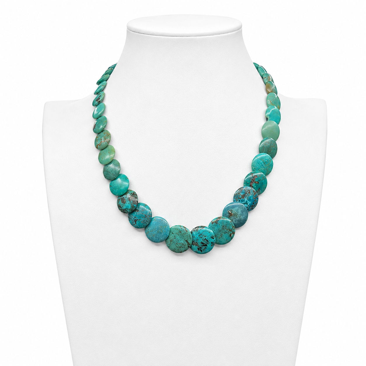 Rare Royston Turquoise Disc Necklace Santo Domingo