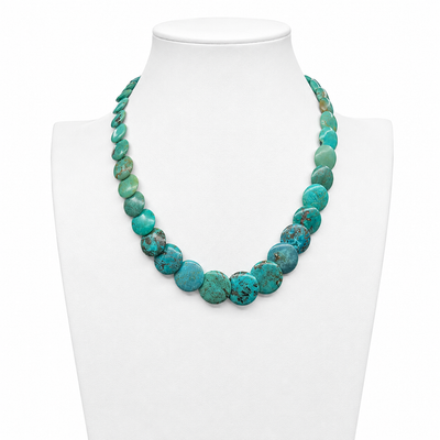 Rare Royston Turquoise Disc Necklace Santo Domingo