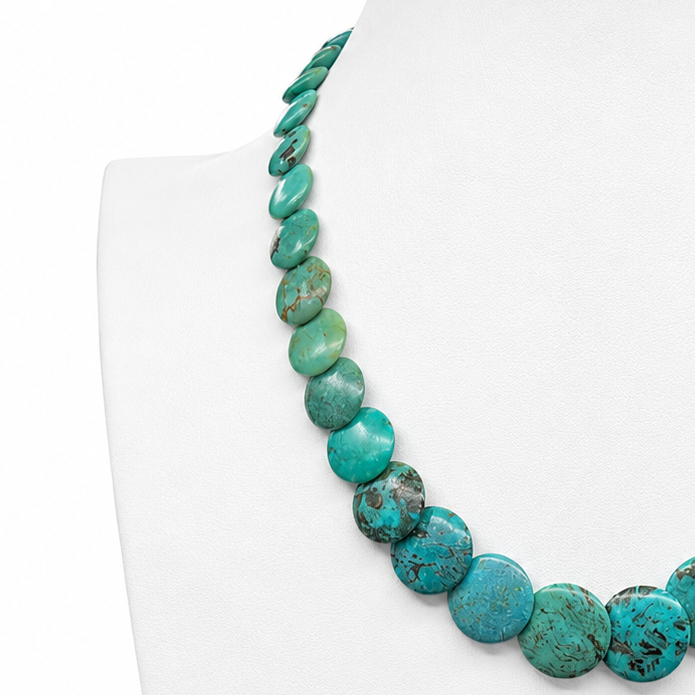 Rare Royston Turquoise Disc Necklace Santo Domingo