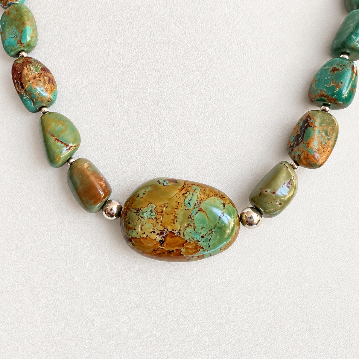 Vintage Royston Turquoise and Silver Graduated Necklace Santo Domingo Necklace