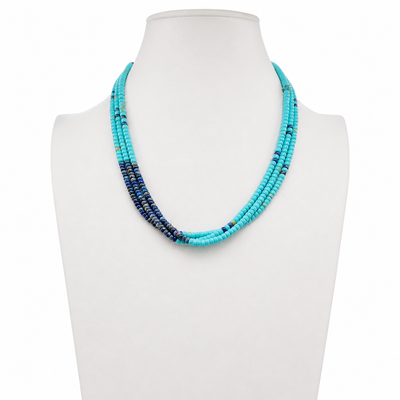 Santo Domingo Turquoise, Lapis, and Heishi Necklace