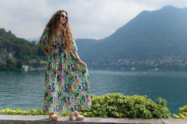 Primavera Italian Silk Maxi Kaftan Dress