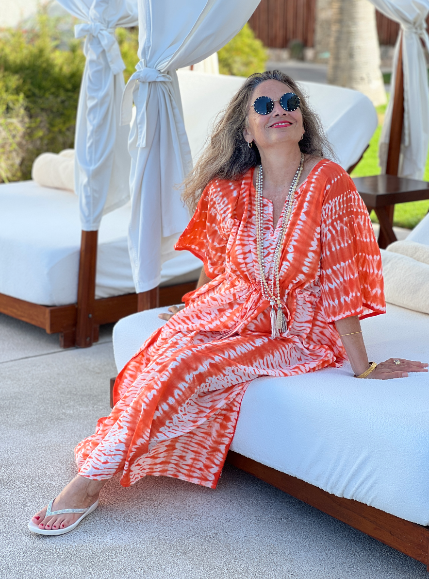 Orangina Needle Shibori Maxi Dress