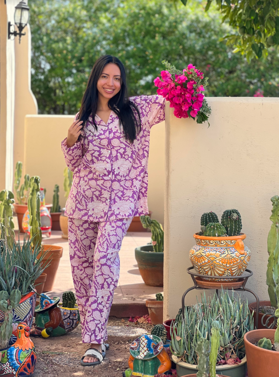 Laura Purple Floral Long Sleeve Pajamas