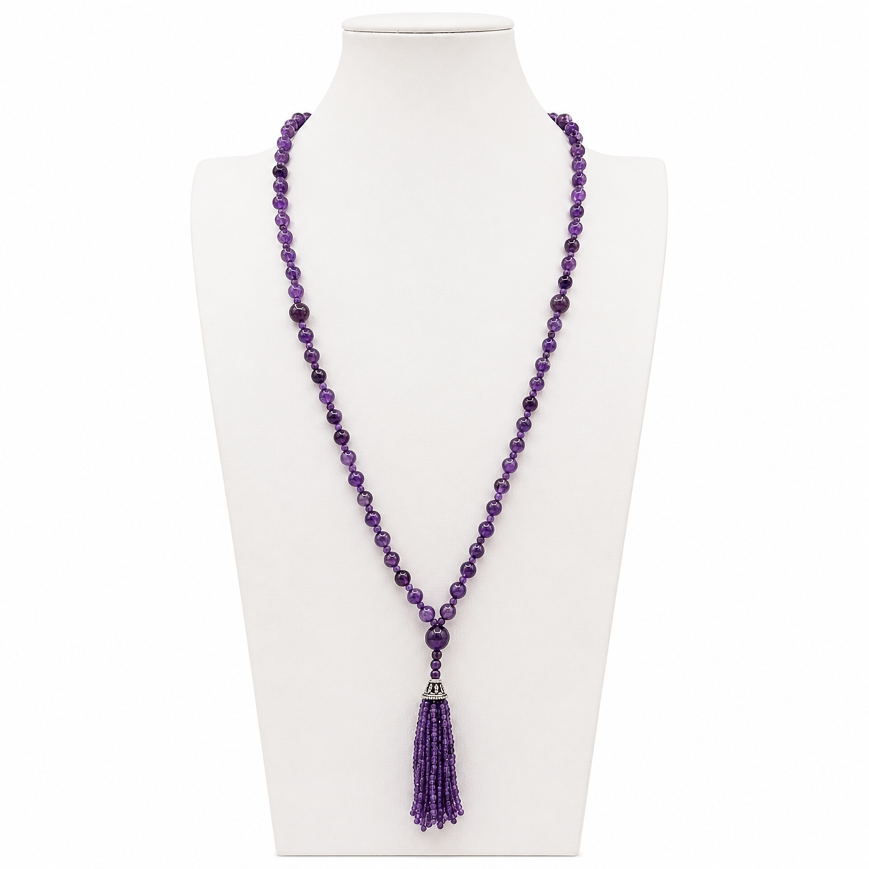 Semi Precious Amethyst Mala Necklace