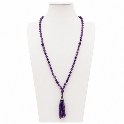 Semi Precious Amethyst Mala Necklace
