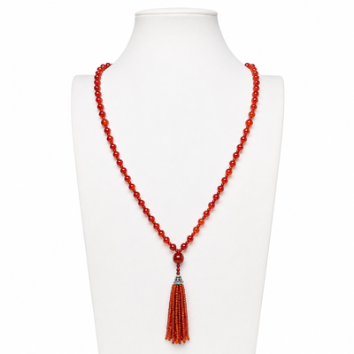 Semi Precious Carnelian Mala Necklace