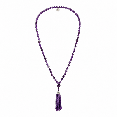 Semi Precious Amethyst Mala Necklace