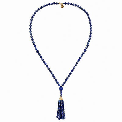 Semi Precious Lapis Lazuli Mala Necklace