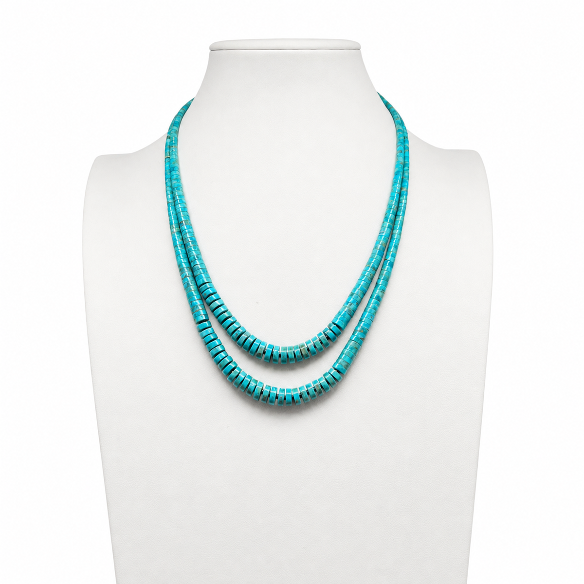 Rare Sleeping Beauty Turquoise Double Strand Graduated Necklace Santo Domingo