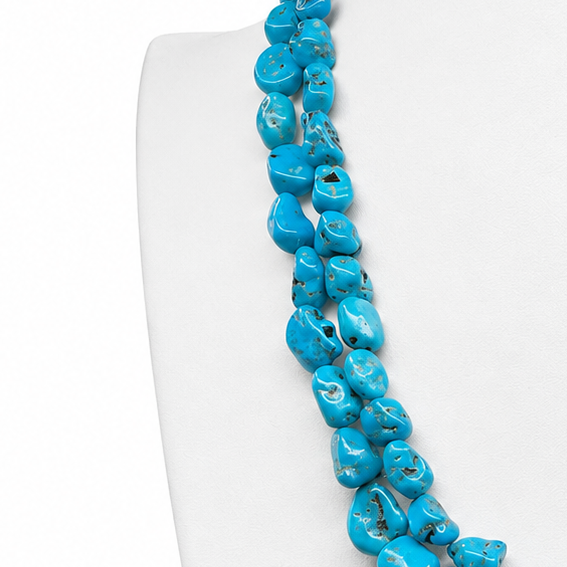 Sleeping Beauty Turquoise Double Strand Necklace Santo Domingo