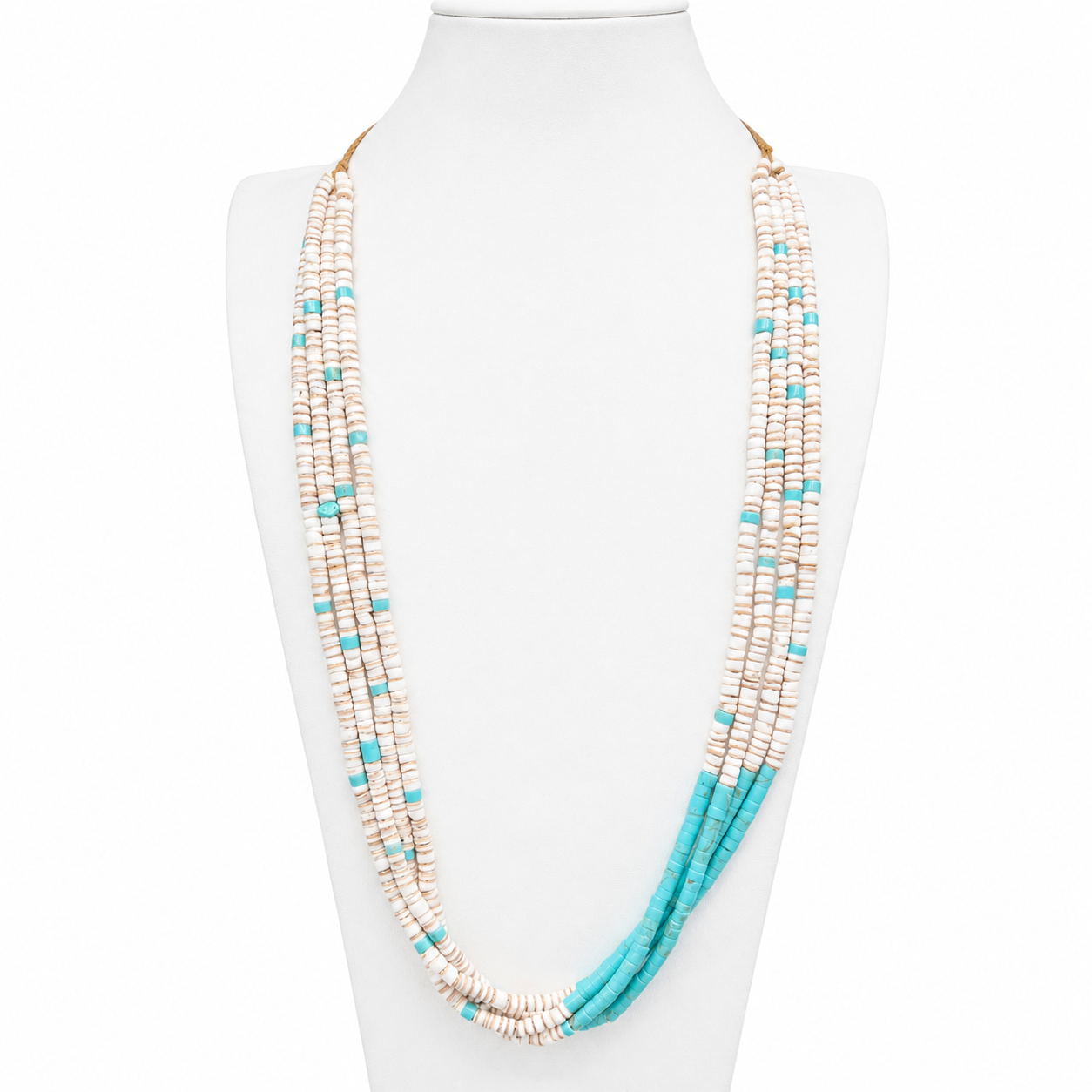Turquoise and Clam Shell Heishi Santo Domingo Necklace
