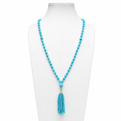 Turquoise Tassel Mala Necklace