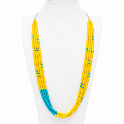 Turquoise and Yellow Serpentine Necklace Santo Domingo
