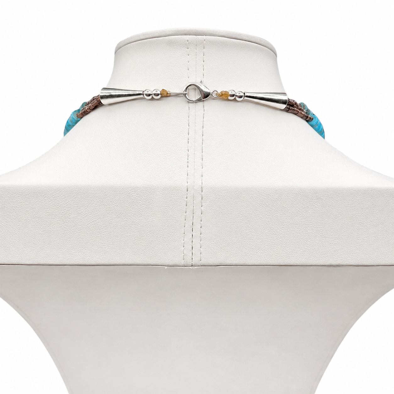 Turquoise, Orange Spiny Oyster, and Heishi Santo Domingo Necklace